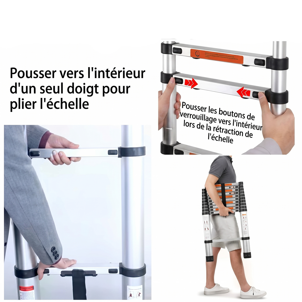 Échelle Télescopique 2,6 m pour Tente de Toit