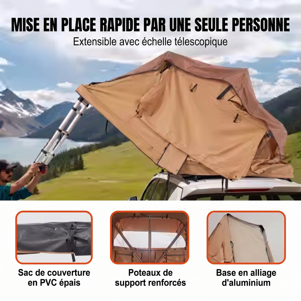 Tente de Toit Familiale 2 Adultes + 1 Enfant | Luma