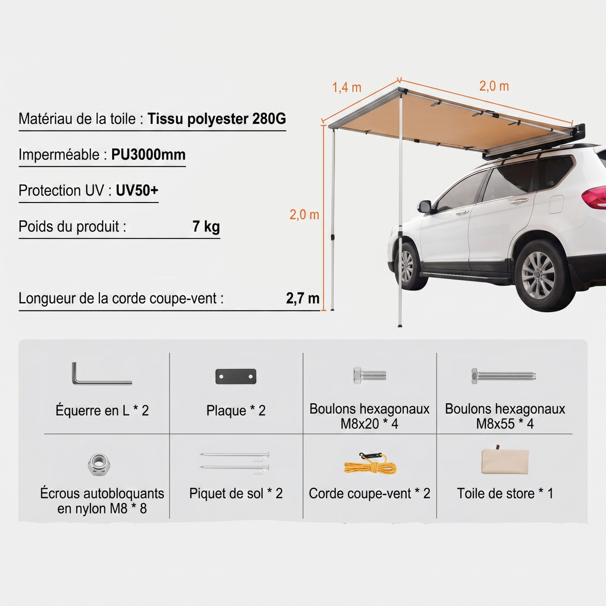 Auvent Latéral Rétractable Voiture | Vento